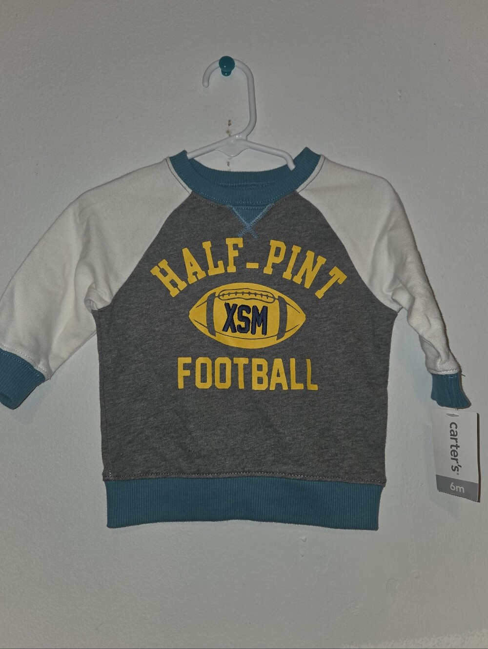Carter's Gray, White & Teal 'Half-Pint Football' Sweatshirt
